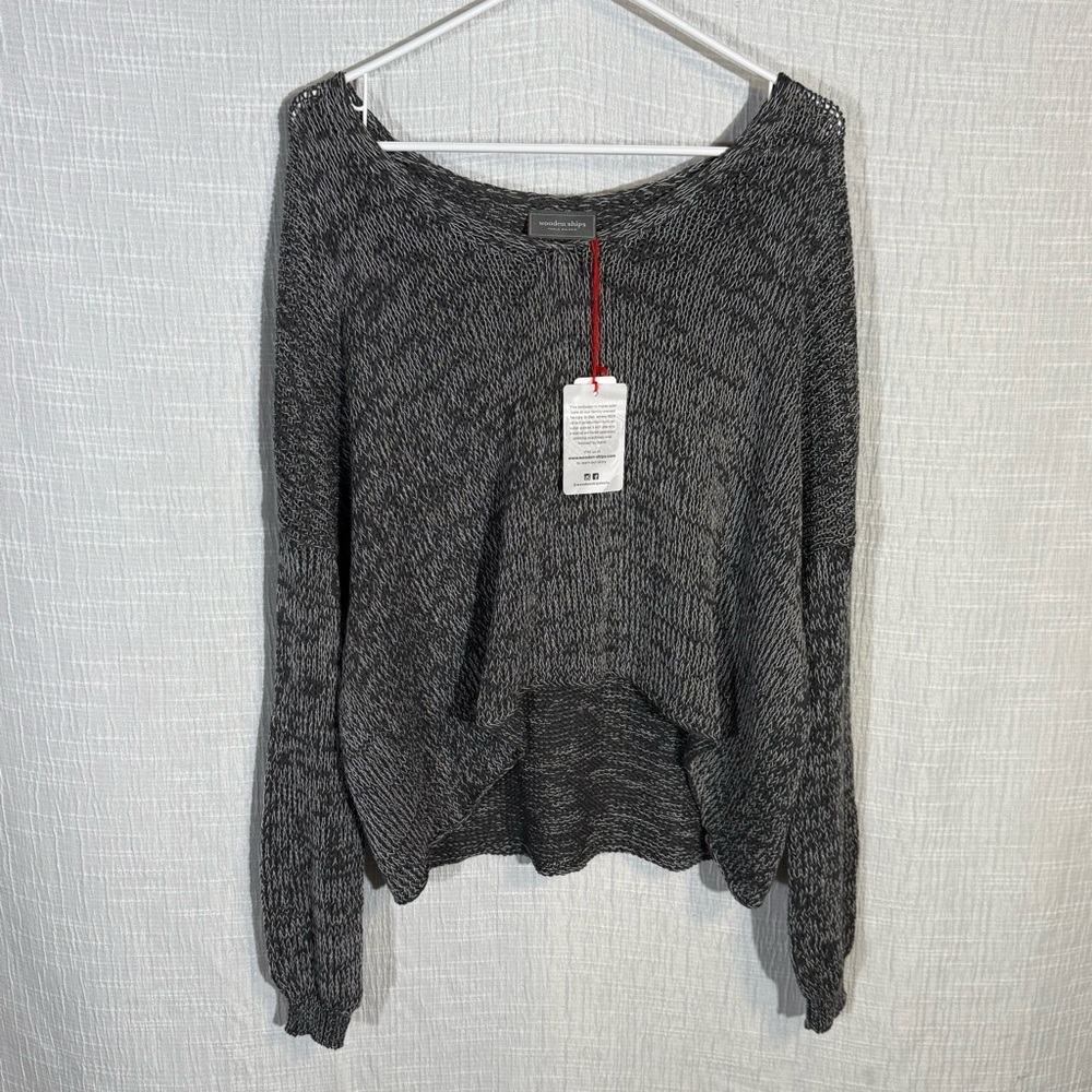 Wooden Ships | KIARA V-NECK COTTON sweater BOLD INK/BREAKER WHITE - M/L NWT